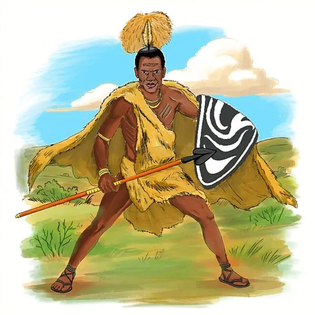 Illustrated Ugandan warrior hero, one of the Heritage Heroes characters